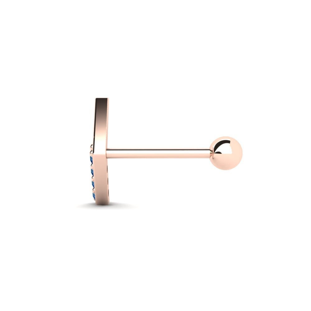 14ct Rose Gold Dark Blue Zirconia Men's Piercing Pasas
