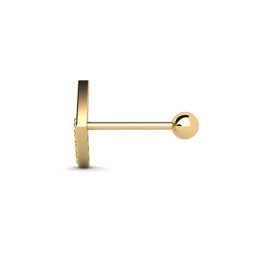 375 Gult Guld Gul safir Mænds Piercing Pasas