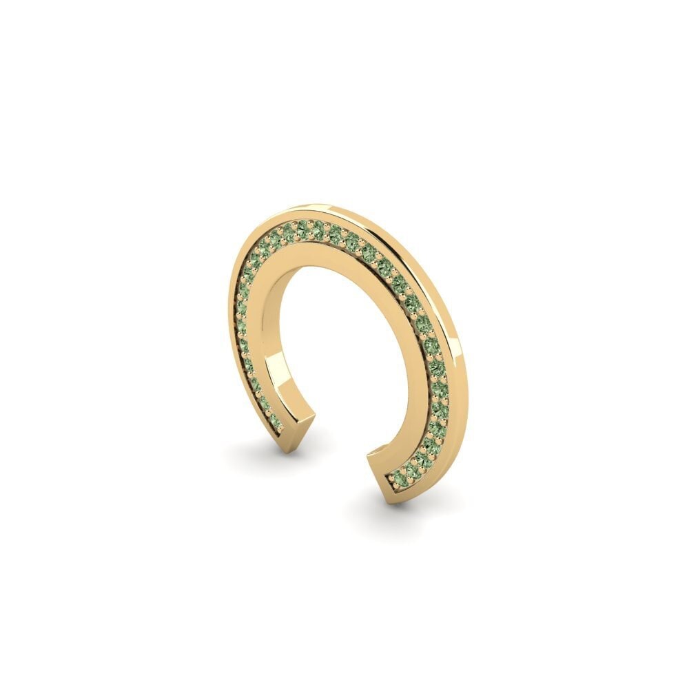 14ct Yellow Gold Green Diamond Men's Ear Cuff Schafberg