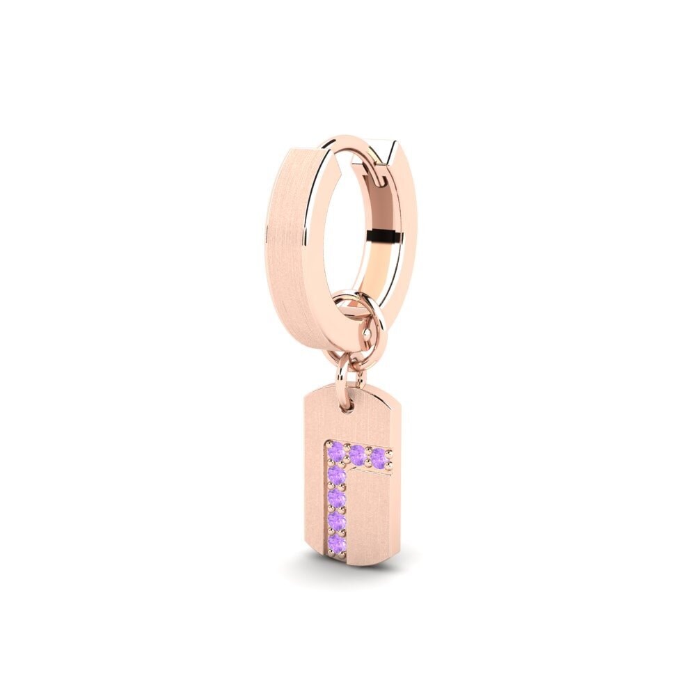 14ct Rose Gold Amethyst Men's Earring Stockholm - A
