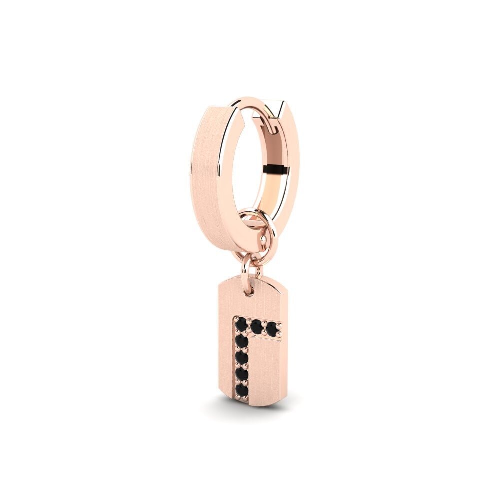 14ct Rose Gold Black Onyx Men's Earring Stockholm - A