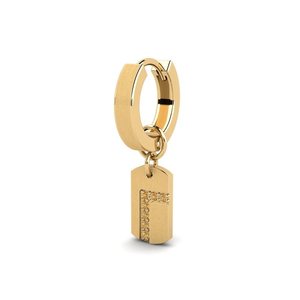 18ct Yellow Gold Brown Diamond Men's Earring Stockholm - A