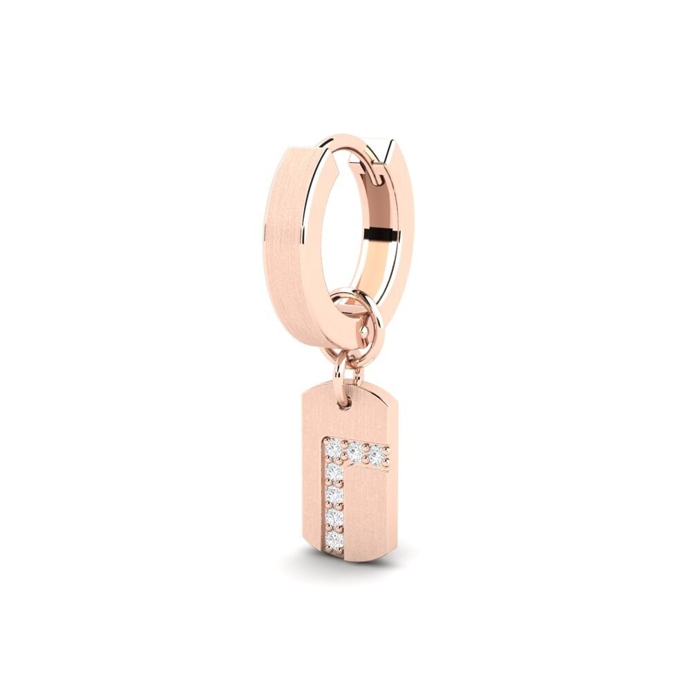 14ct Rose Gold White sapphire Men's Earring Stockholm - A