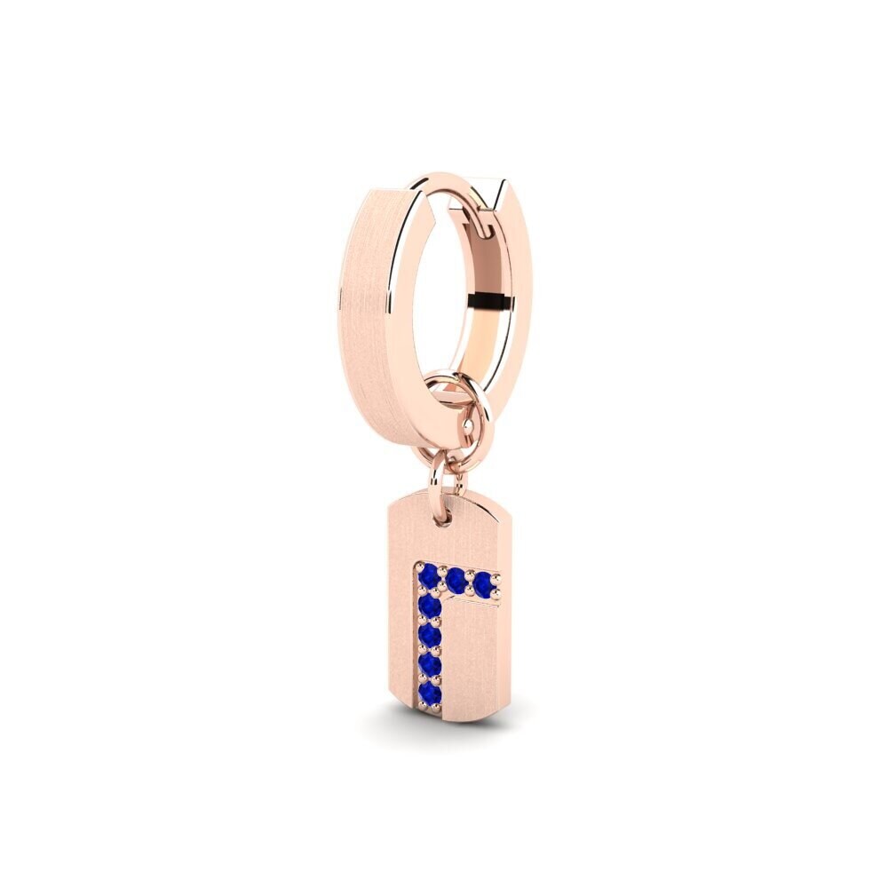 9ct Rose Gold Sapphire Men's Earring Stockholm - A
