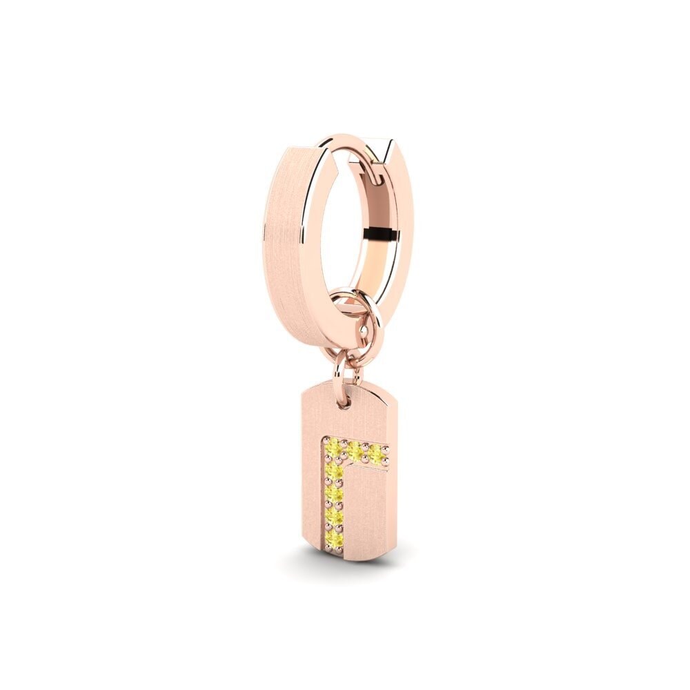 9ct Rose Gold Yellow Sapphire Men's Earring Stockholm - A