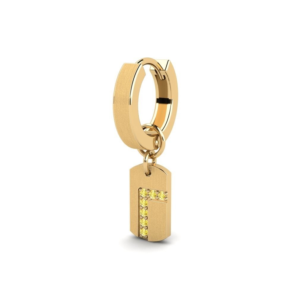 14ct Yellow Gold Yellow Sapphire Men's Earring Stockholm - A