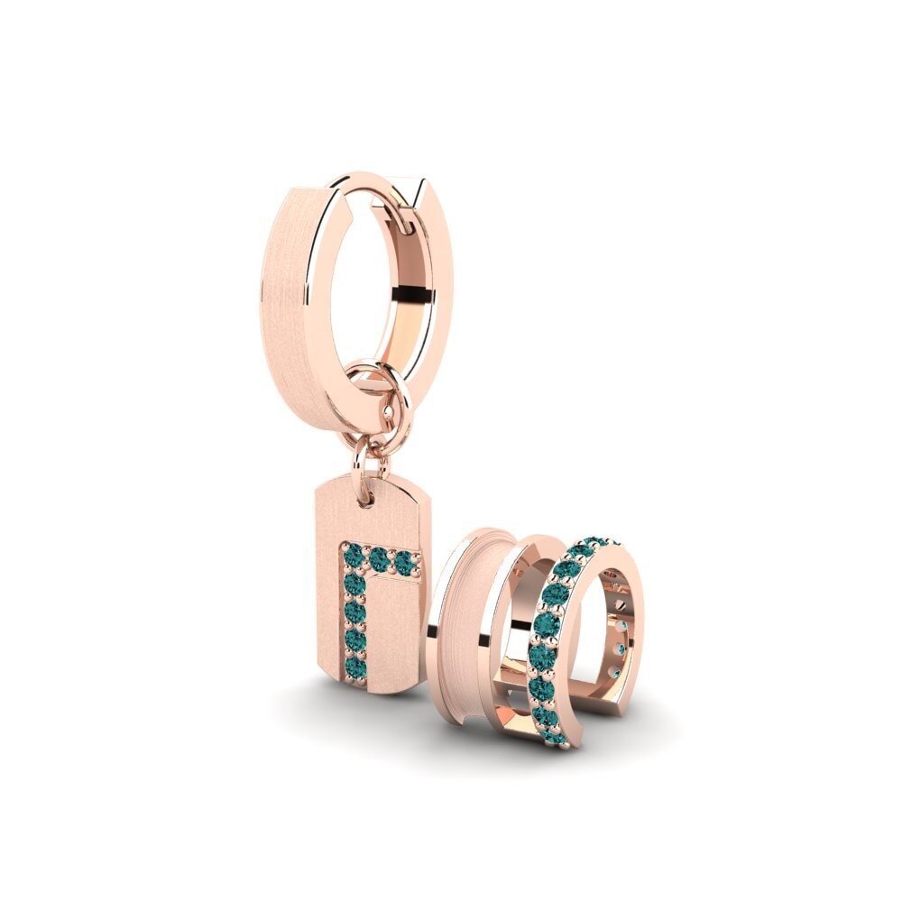 14k Oro Rosa Diamante Azul Pendiente para hombre Stockholm - SET