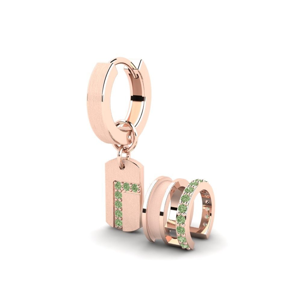 9k Oro Rosa Diamante Verde Pendiente para hombre Stockholm - SET