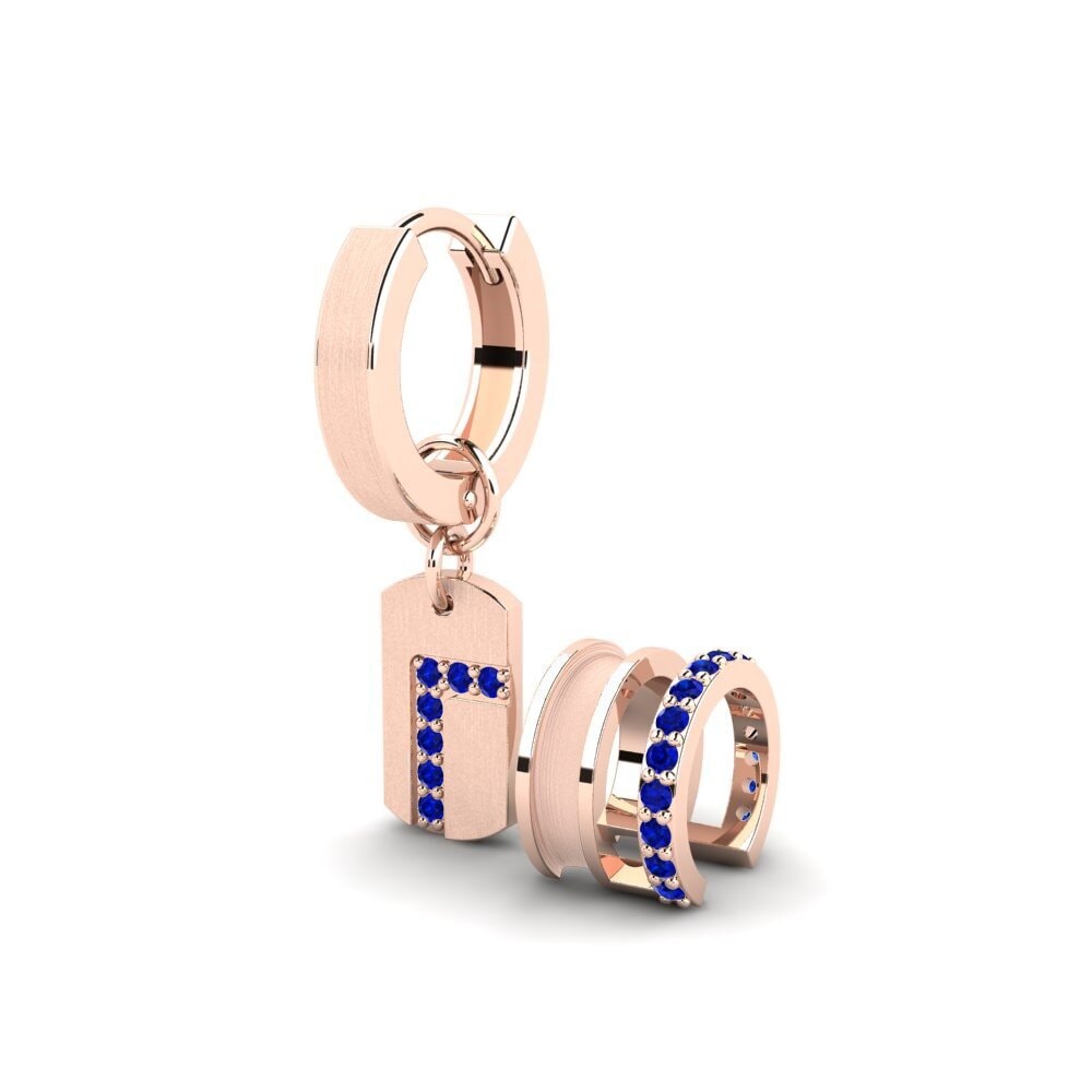 9ct Rose Gold Sapphire Men's Earring Stockholm - SET