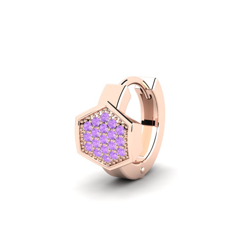 14ct Rose Gold Amethyst Men's Earring Tunupa