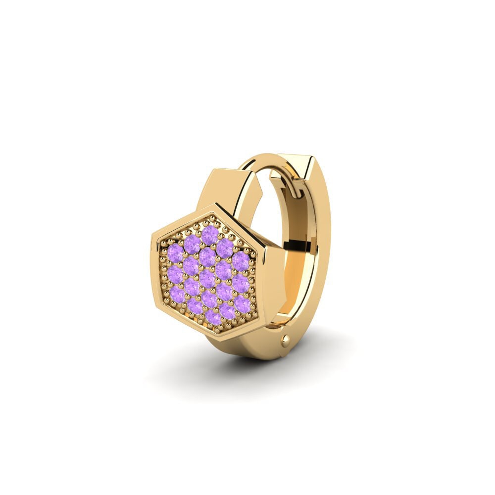 14ct Yellow Gold Amethyst Men's Earring Tunupa
