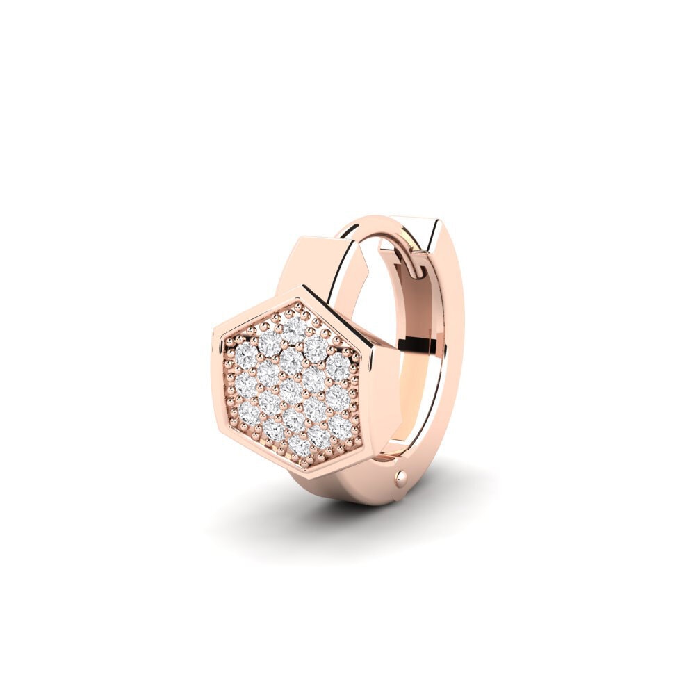 14ct Rose Gold White sapphire Men's Earring Tunupa