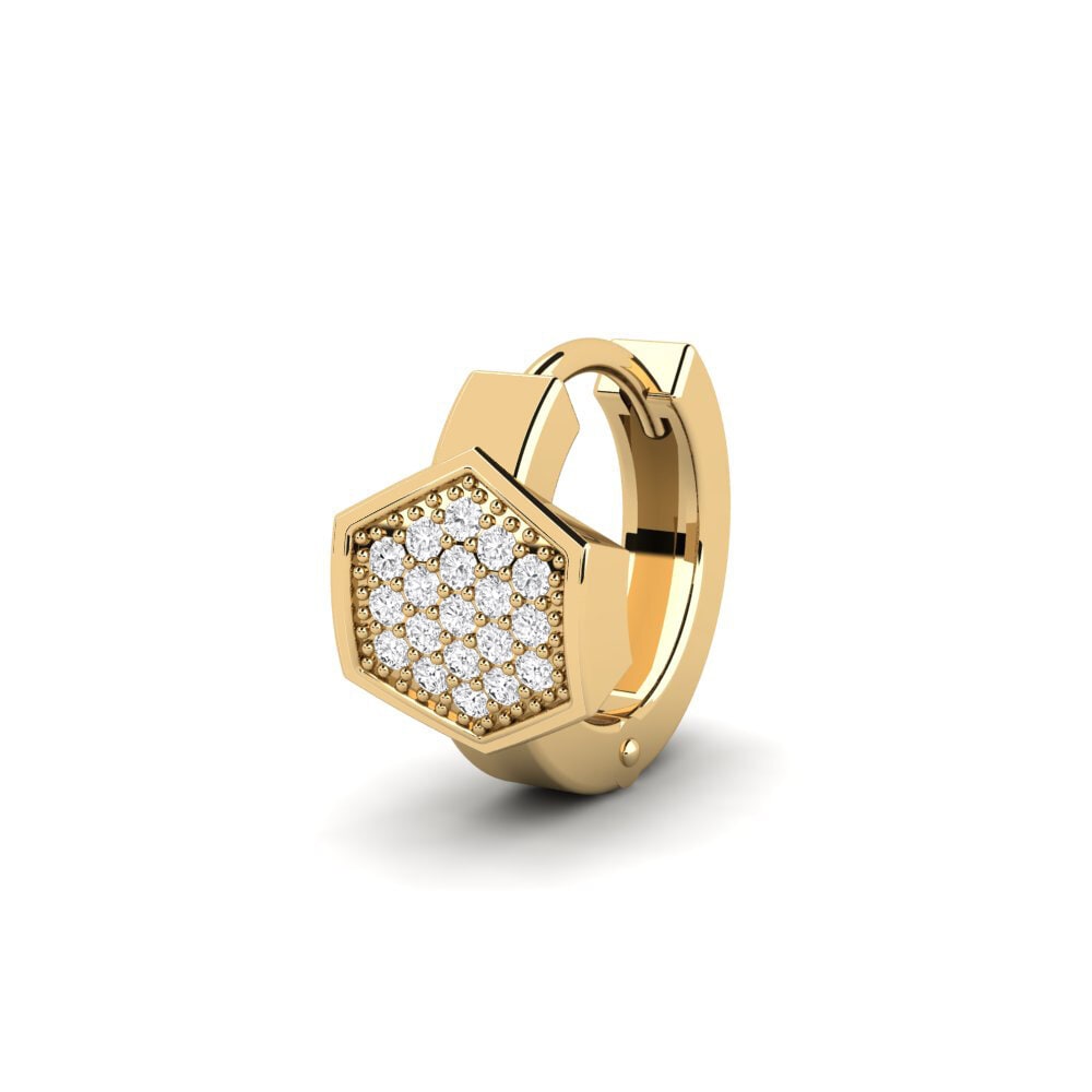 14ct Yellow Gold White sapphire Men's Earring Tunupa