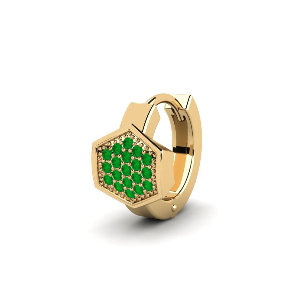 14ct Yellow Gold Emerald Men's Earring Tunupa