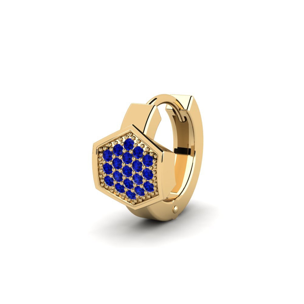 14ct Yellow Gold Sapphire Men's Earring Tunupa