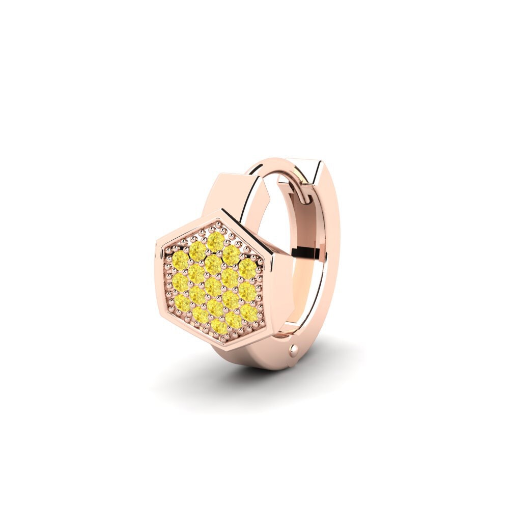 9ct Rose Gold Yellow Sapphire Men's Earring Tunupa