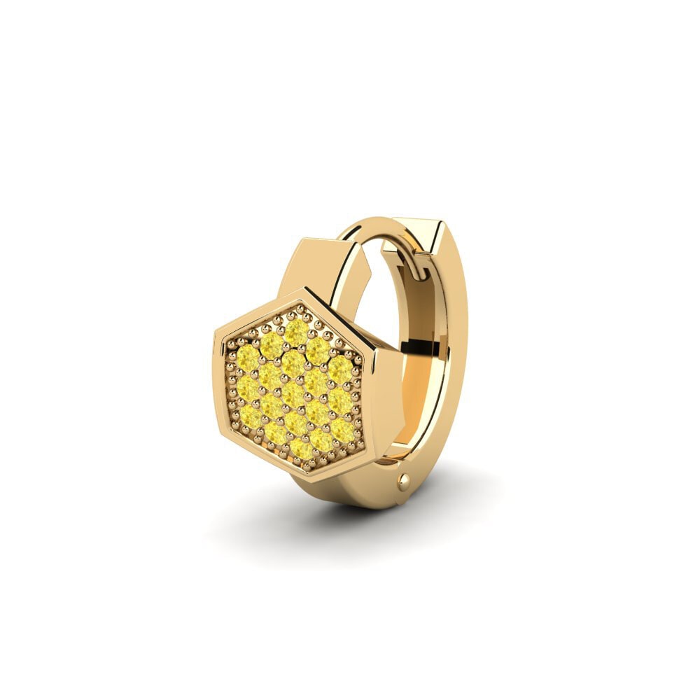 14ct Yellow Gold Yellow Sapphire Men's Earring Tunupa