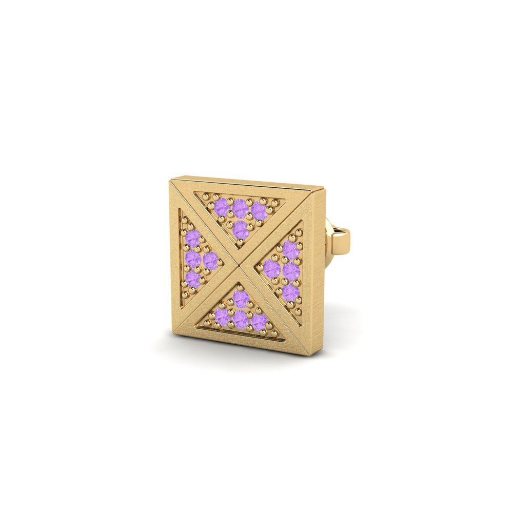 14ct Yellow Gold Amethyst Men's Earring Tupungato