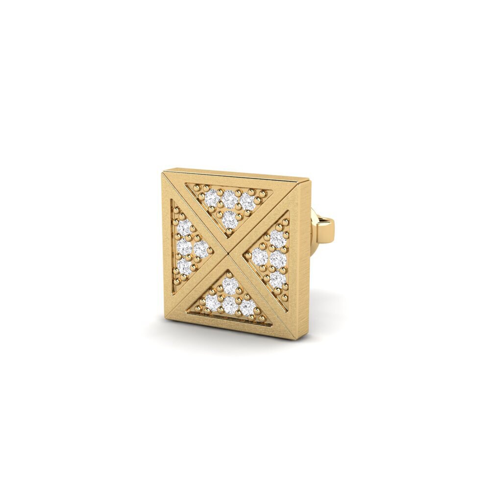 14ct Yellow Gold White sapphire Men's Earring Tupungato