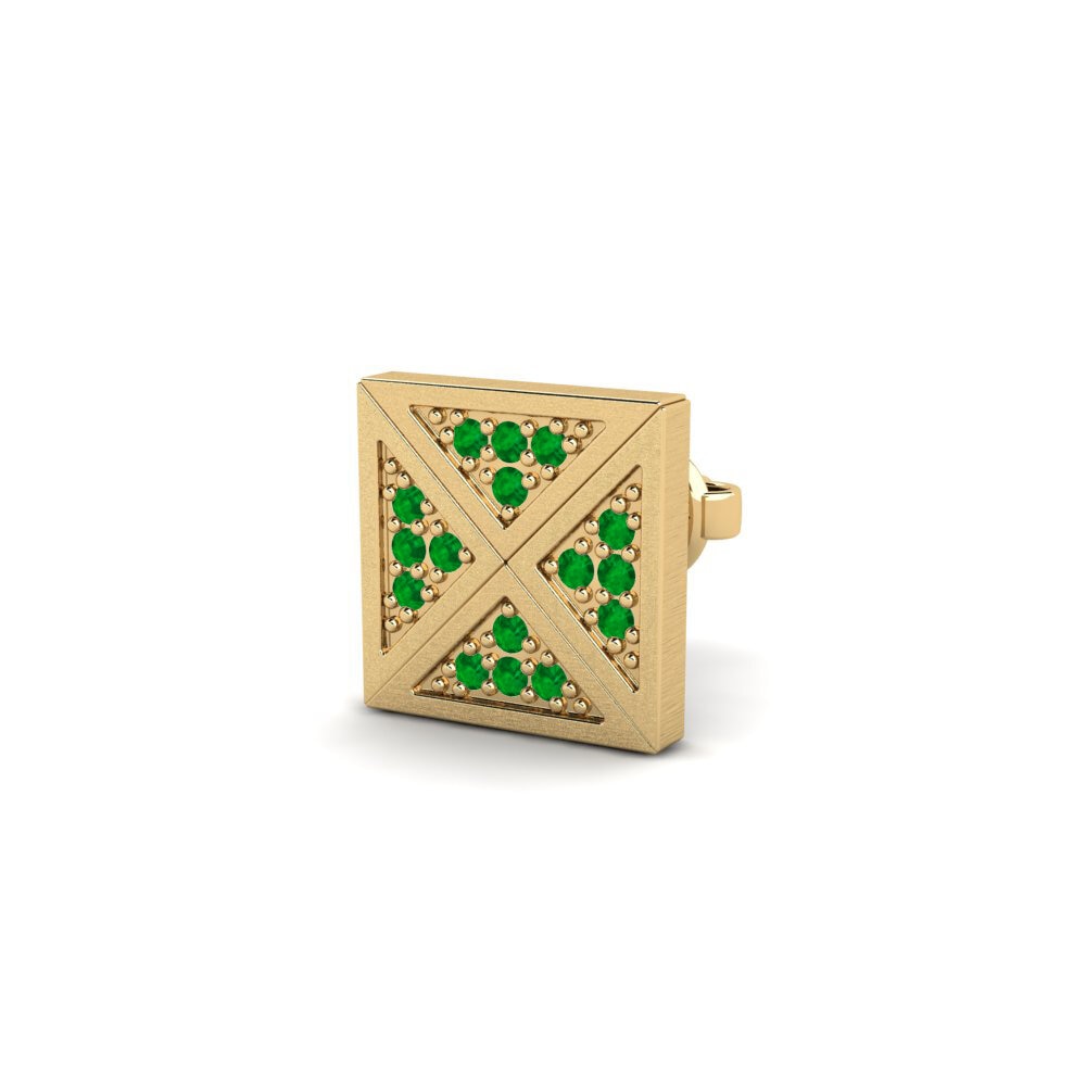 14ct Yellow Gold Emerald Men's Earring Tupungato