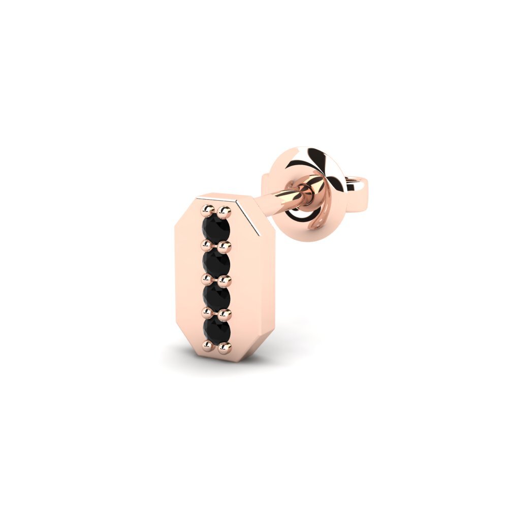 18ct Rose Gold Black Onyx Men's Earring Washakie