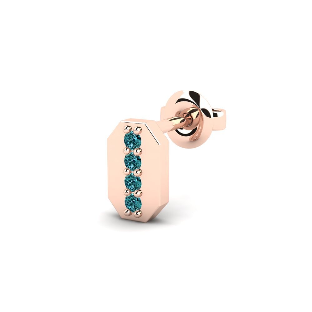 14ct Rose Gold Blue Diamond Men's Earring Washakie