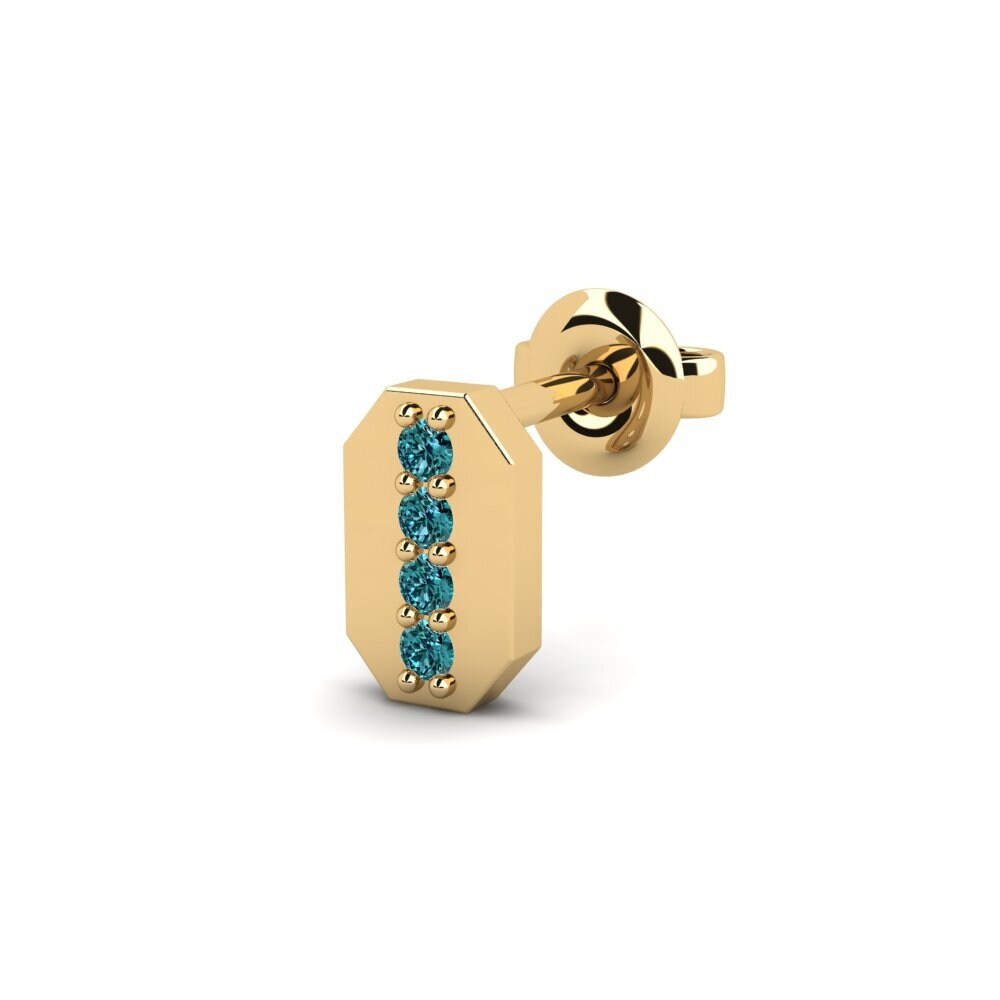 18ct Yellow Gold Blue Diamond Men's Earring Washakie