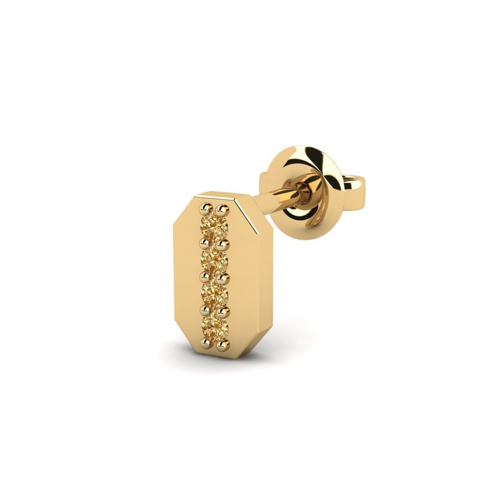 14ct Yellow Gold Brown Diamond Men's Earring Washakie