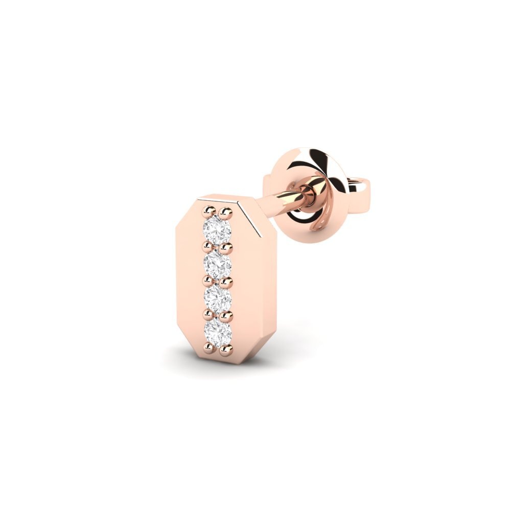 18ct Rose Gold White sapphire Men's Earring Washakie