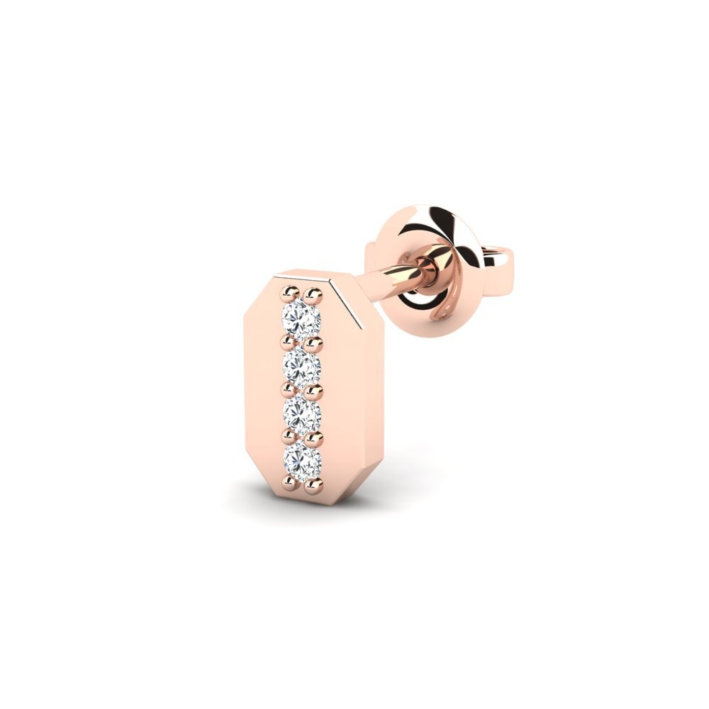 9ct Rose Gold Zirconia Men's Earring Washakie