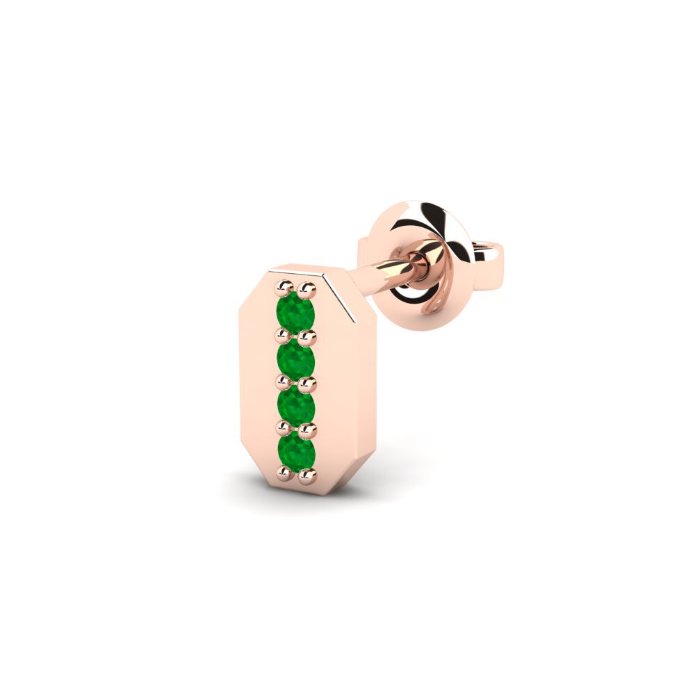 14ct Rose Gold Emerald Men's Earring Washakie