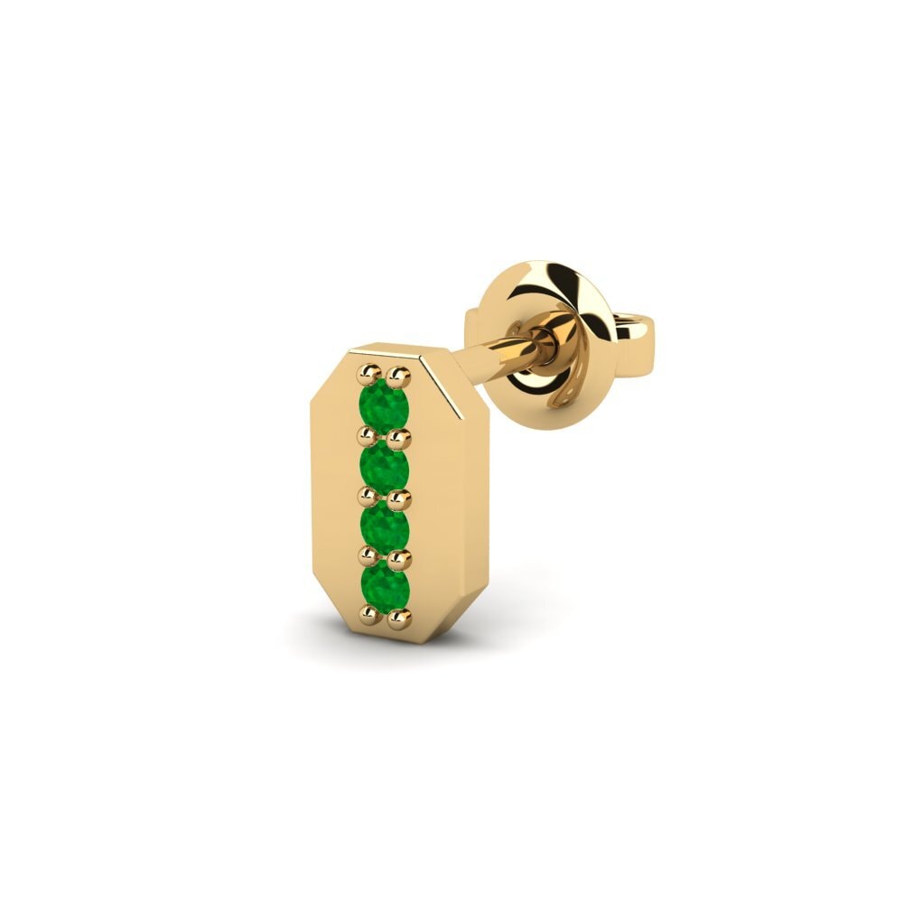9ct Yellow Gold Emerald Men's Earring Washakie