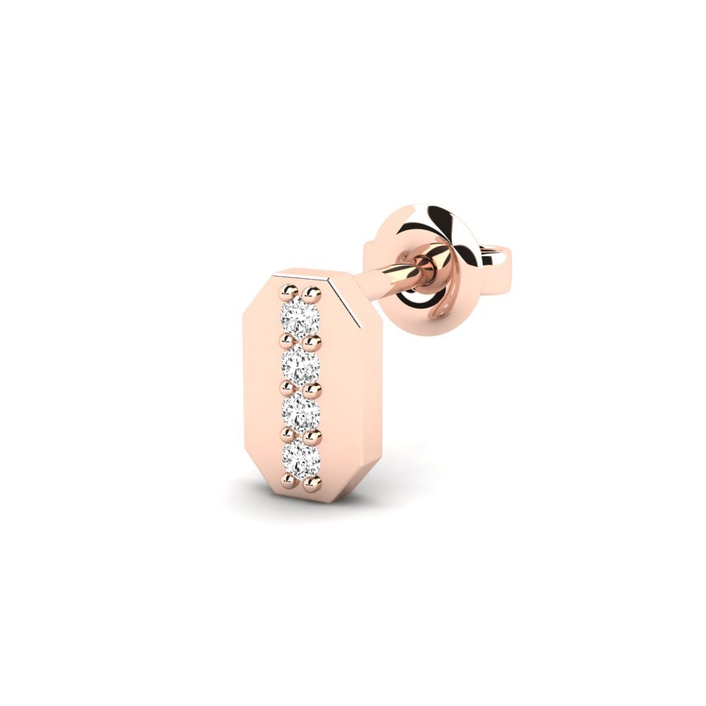 14ct Rose Gold Moissanite Men's Earring Washakie