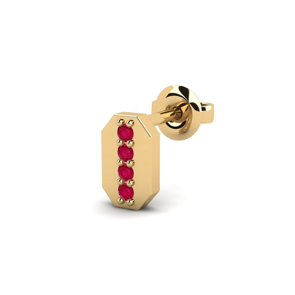 18ct Yellow Gold Ruby Men's Earring Washakie