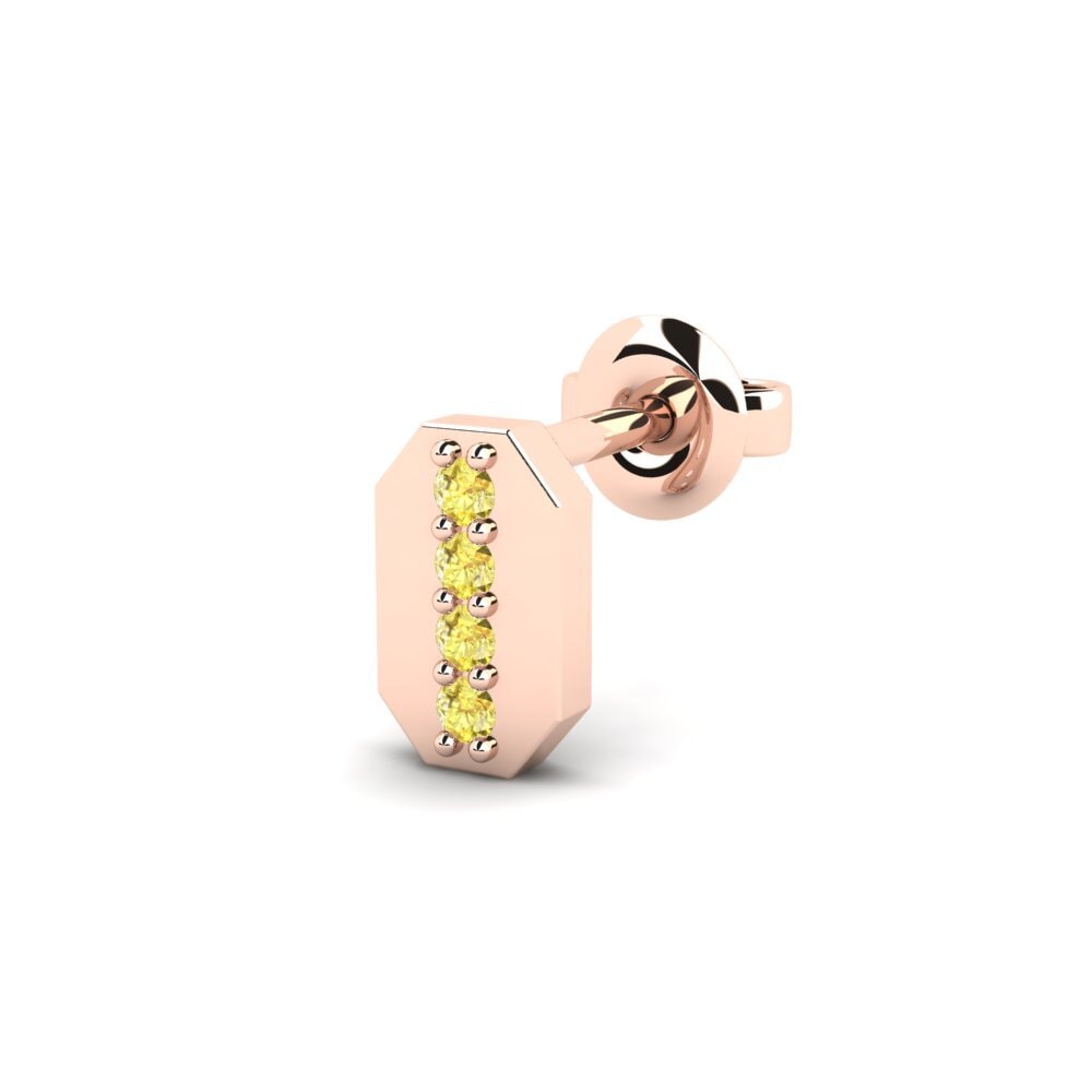 14ct Rose Gold Yellow Sapphire Men's Earring Washakie