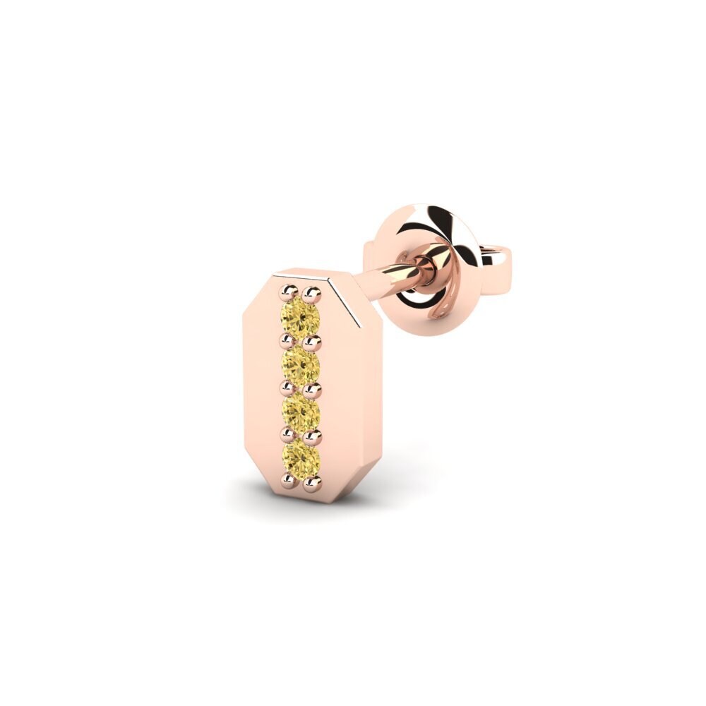 14ct Rose Gold Yellow Diamond Men's Earring Washakie