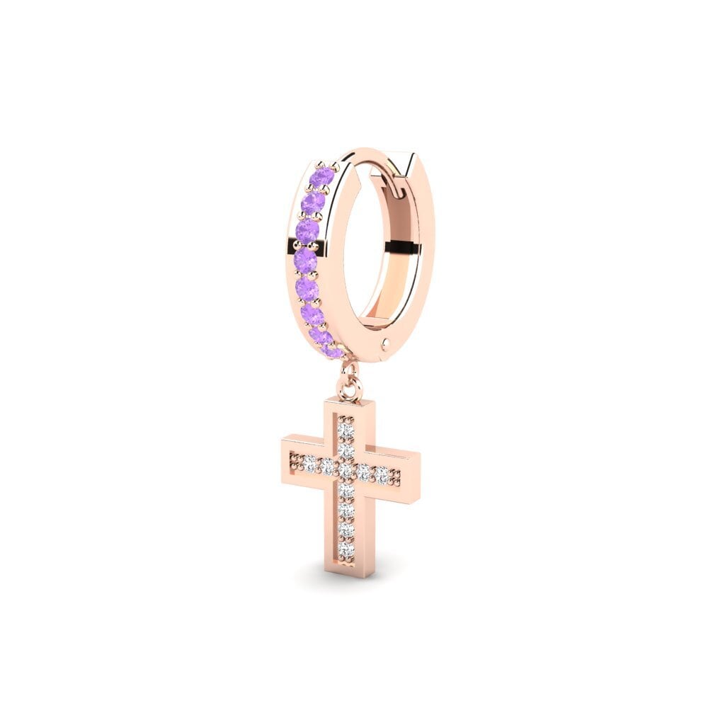 18ct Rose Gold Amethyst Men's Earring Wildkogel - A