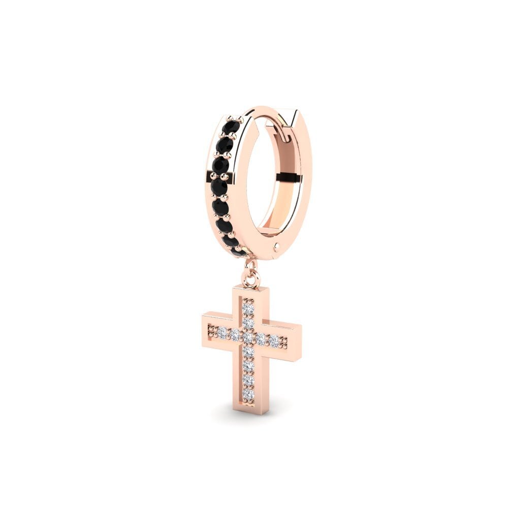 14k Oro Rosa Zafiro negro Pendiente para hombre Wildkogel - A