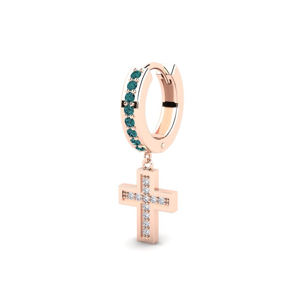 14k Oro Rosa Diamante Azul Pendiente para hombre Wildkogel - A