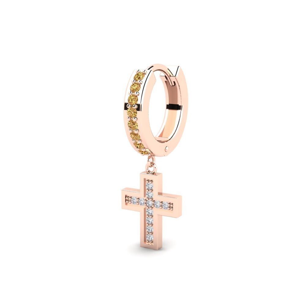 9ct Rose Gold Brown Diamond Men's Earring Wildkogel - A