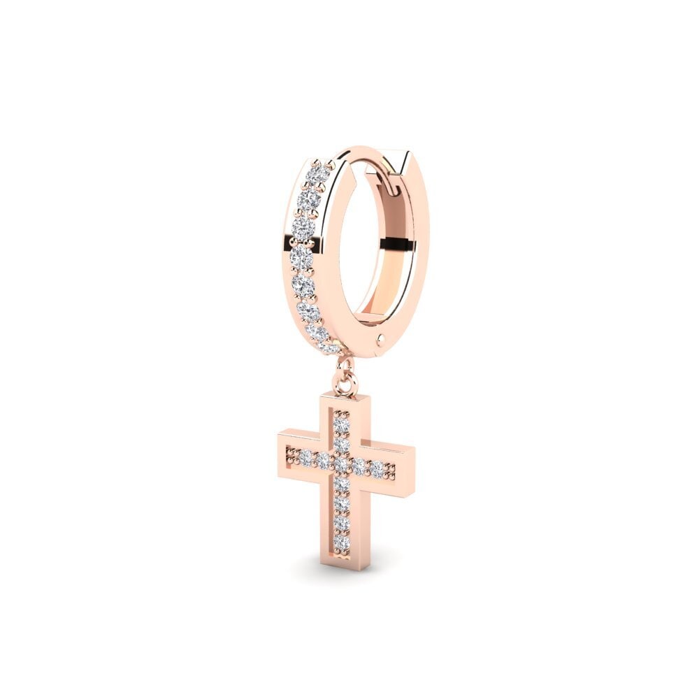 18ct Rose Gold Diamond Men's Earring Wildkogel - A