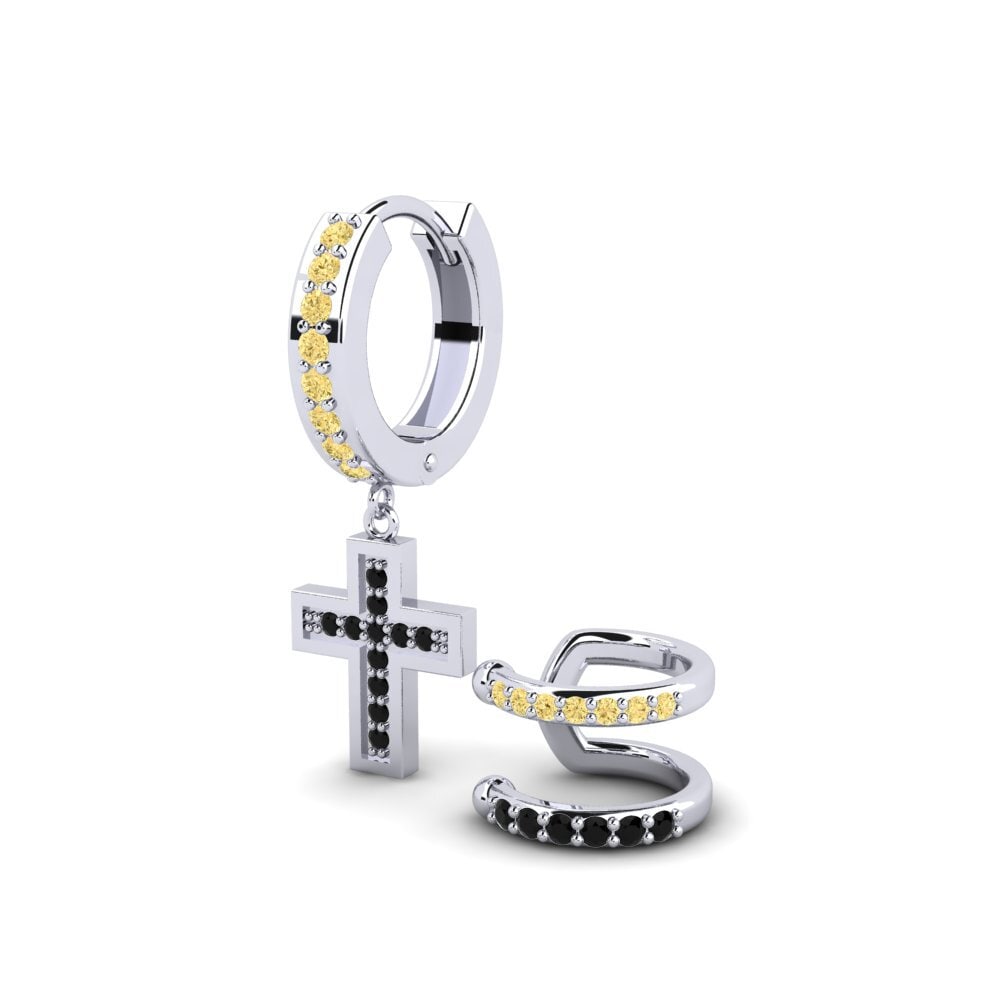 Diamante Amarillo Pendiente para hombre Wildkogel - SET