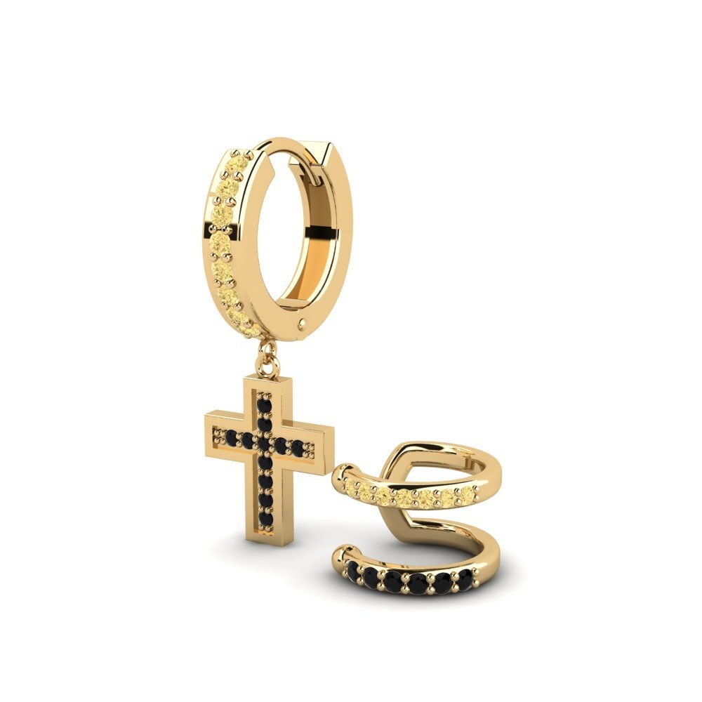 9ct Yellow Gold Yellow Diamond Men's Earring Wildkogel - SET