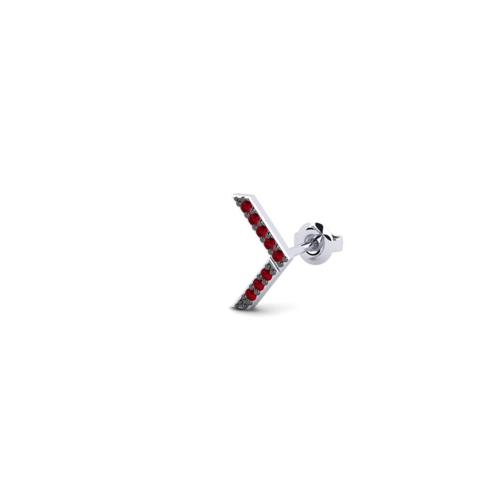 Red Zirconia Men's Earring Zaforas - B