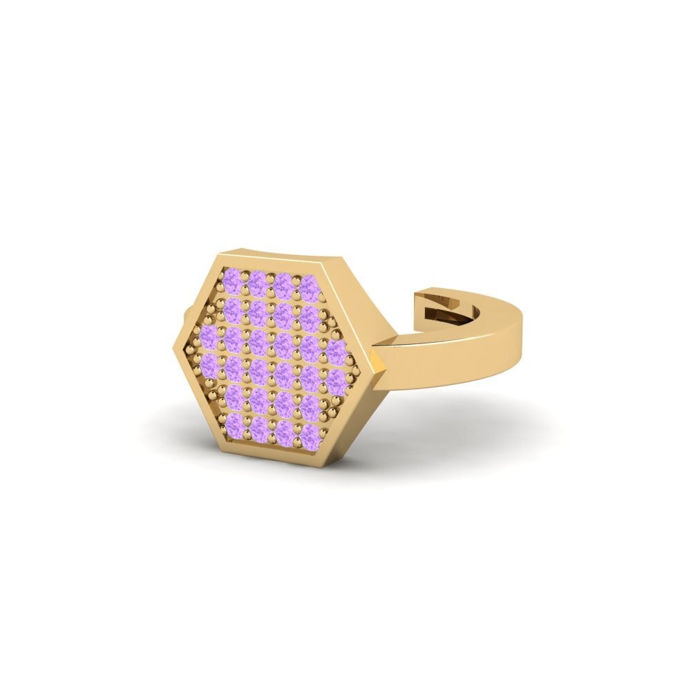 14ct Yellow Gold Amethyst Men's Ear Cuff Zapaleri