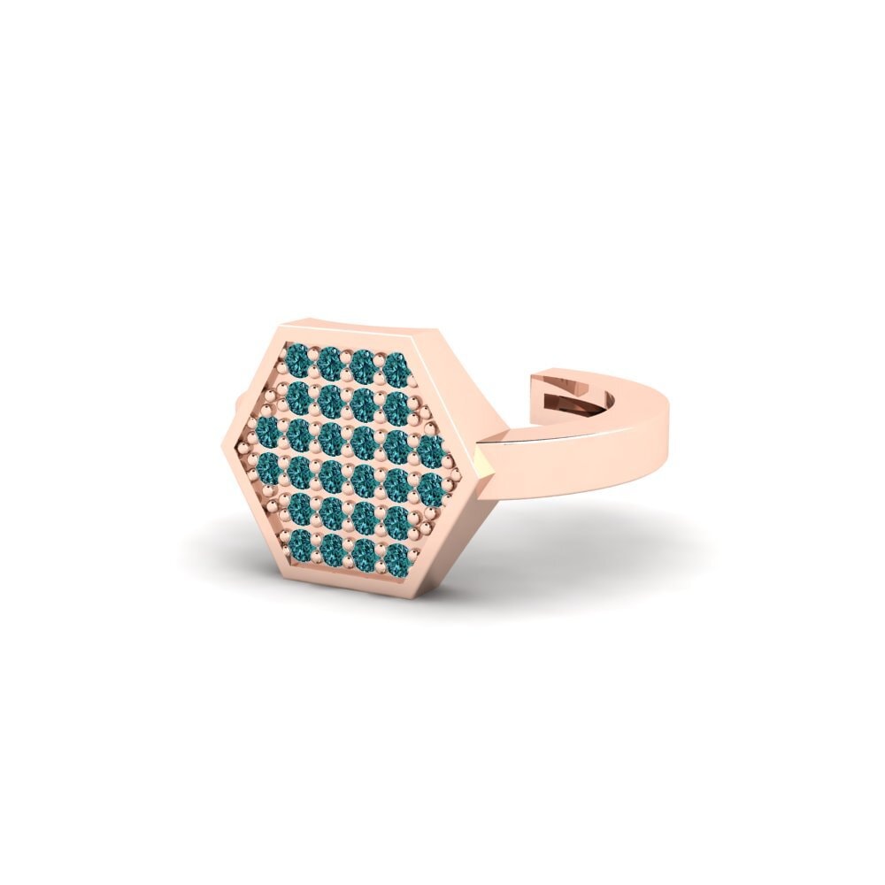 14k Oro Rosa Diamante Azul Aro oreja hombre Zapaleri