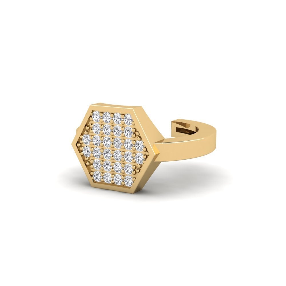 9ct Yellow Gold Diamond Men's Ear Cuff Zapaleri