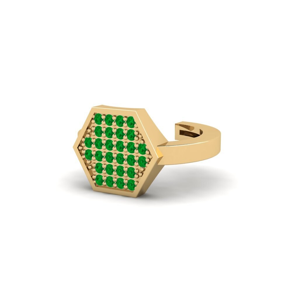 14ct Yellow Gold Emerald Men's Ear Cuff Zapaleri