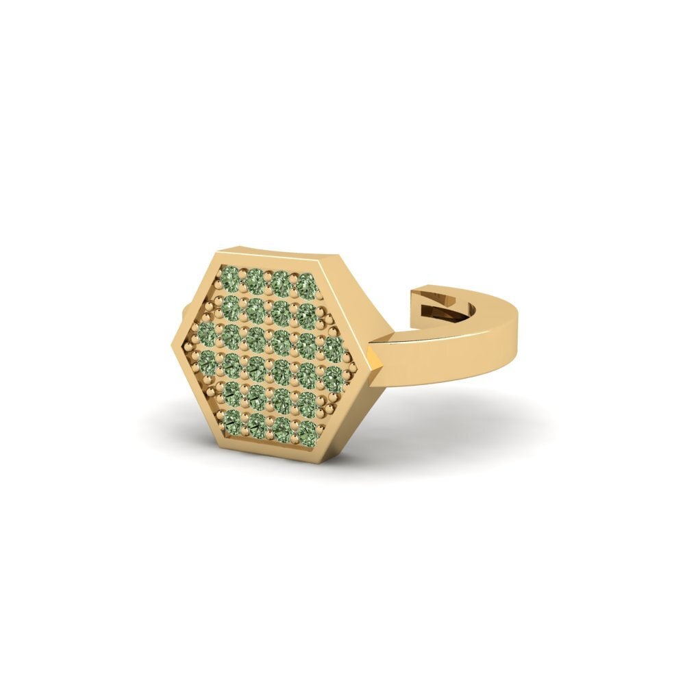 14ct Yellow Gold Green Diamond Men's Ear Cuff Zapaleri