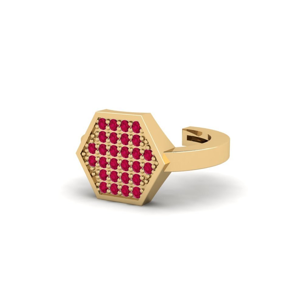 18ct Yellow Gold Ruby Men's Ear Cuff Zapaleri